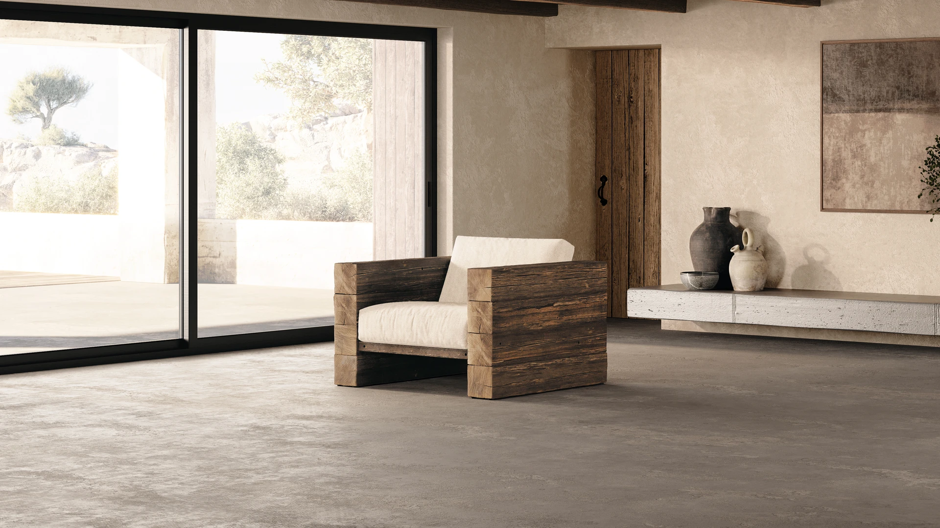 Bonaparte fauteuils intérieur chêne brut crème