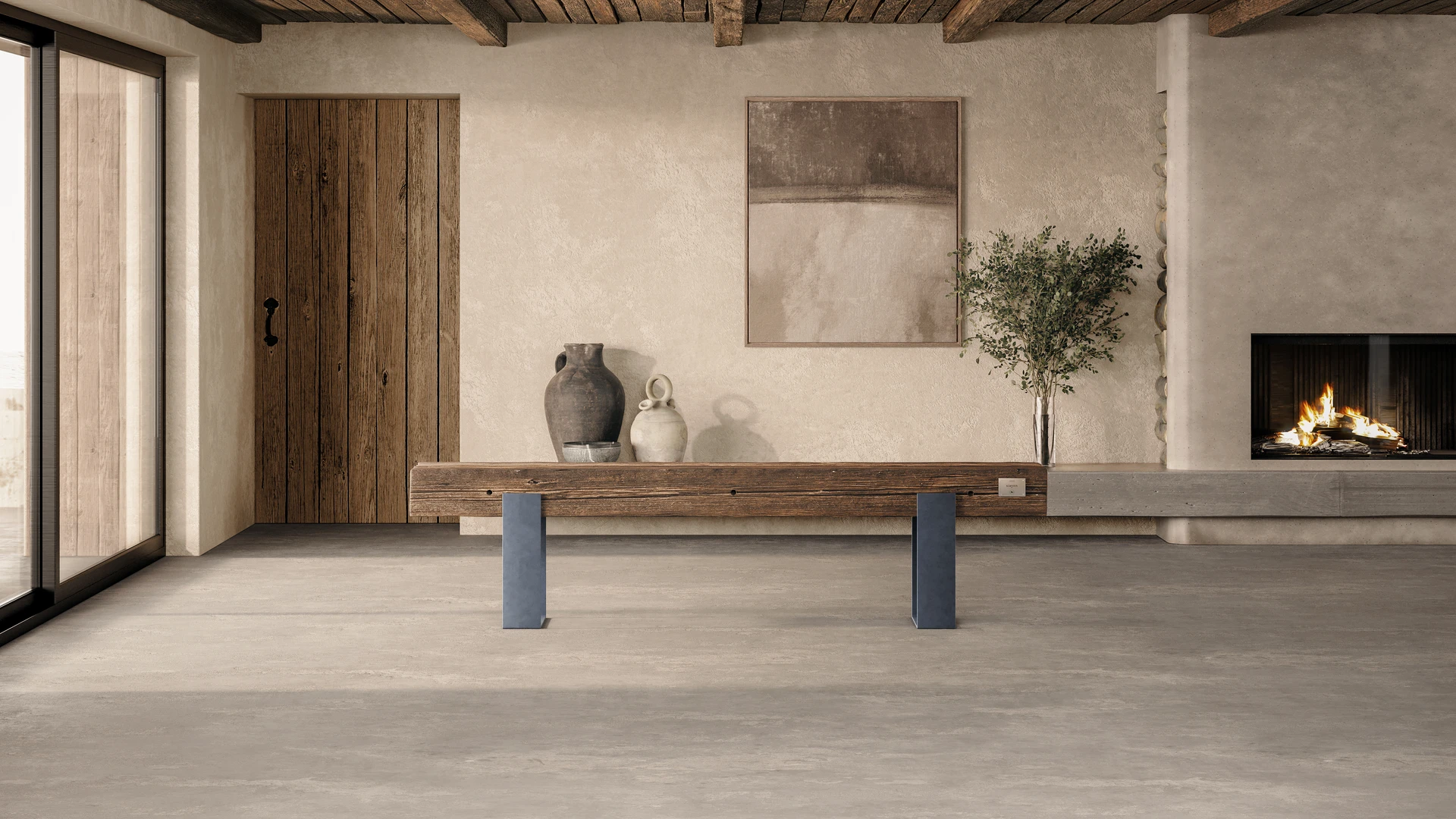 Descartes bancs intérieur chêne brut