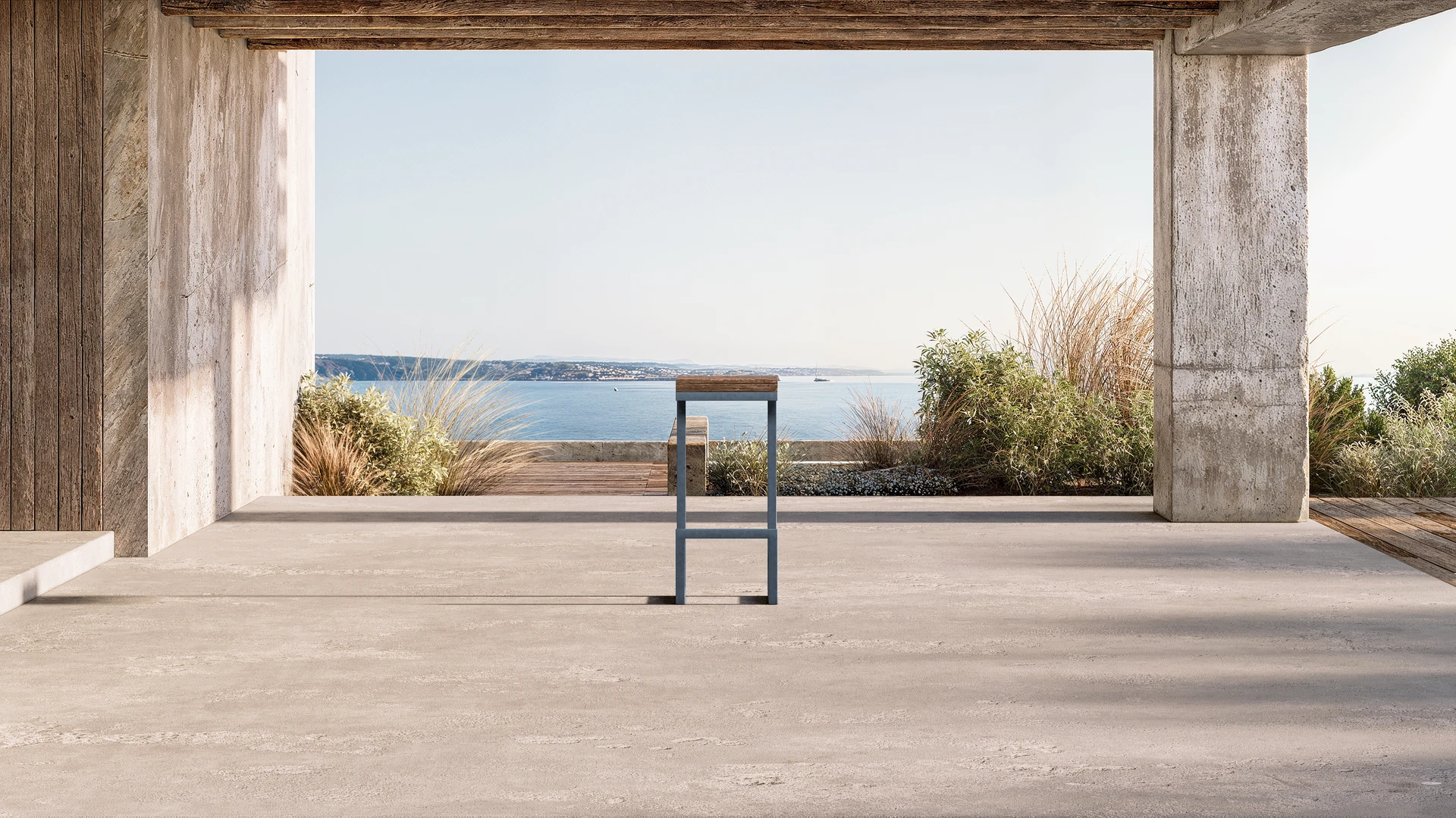 Fontaine tabourets extérieur chêne brut