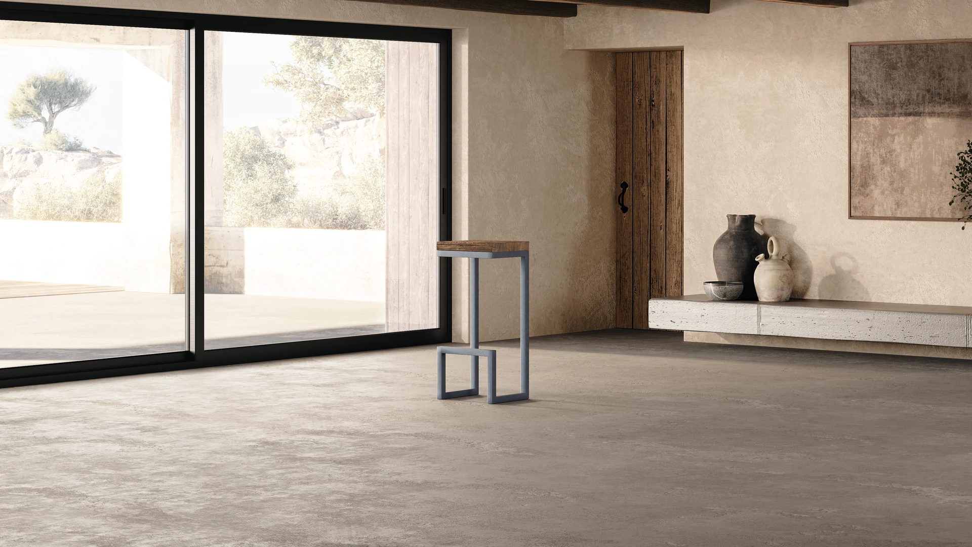 Fontaine tabourets intérieur chêne brut