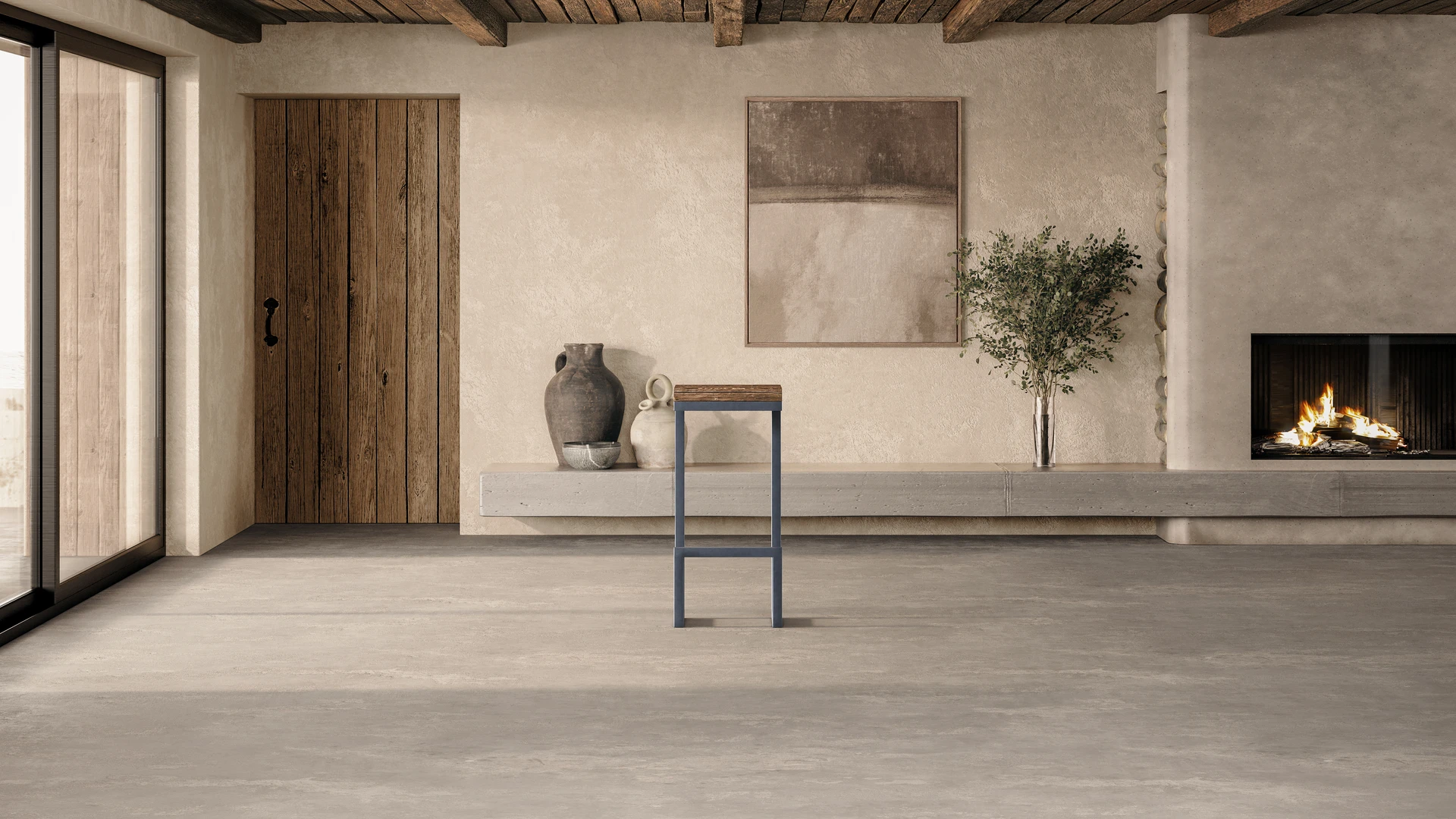 Fontaine tabourets intérieur chêne brut