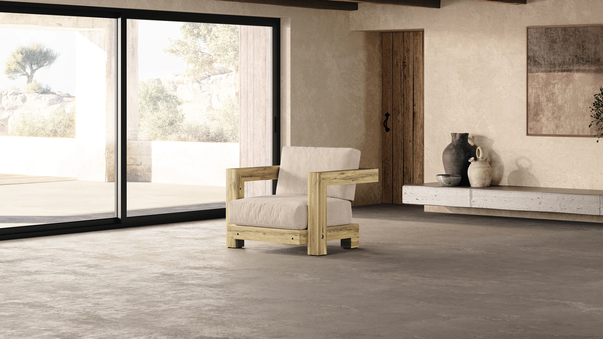 Gauguin fauteuils intérieur chêne raboté crème