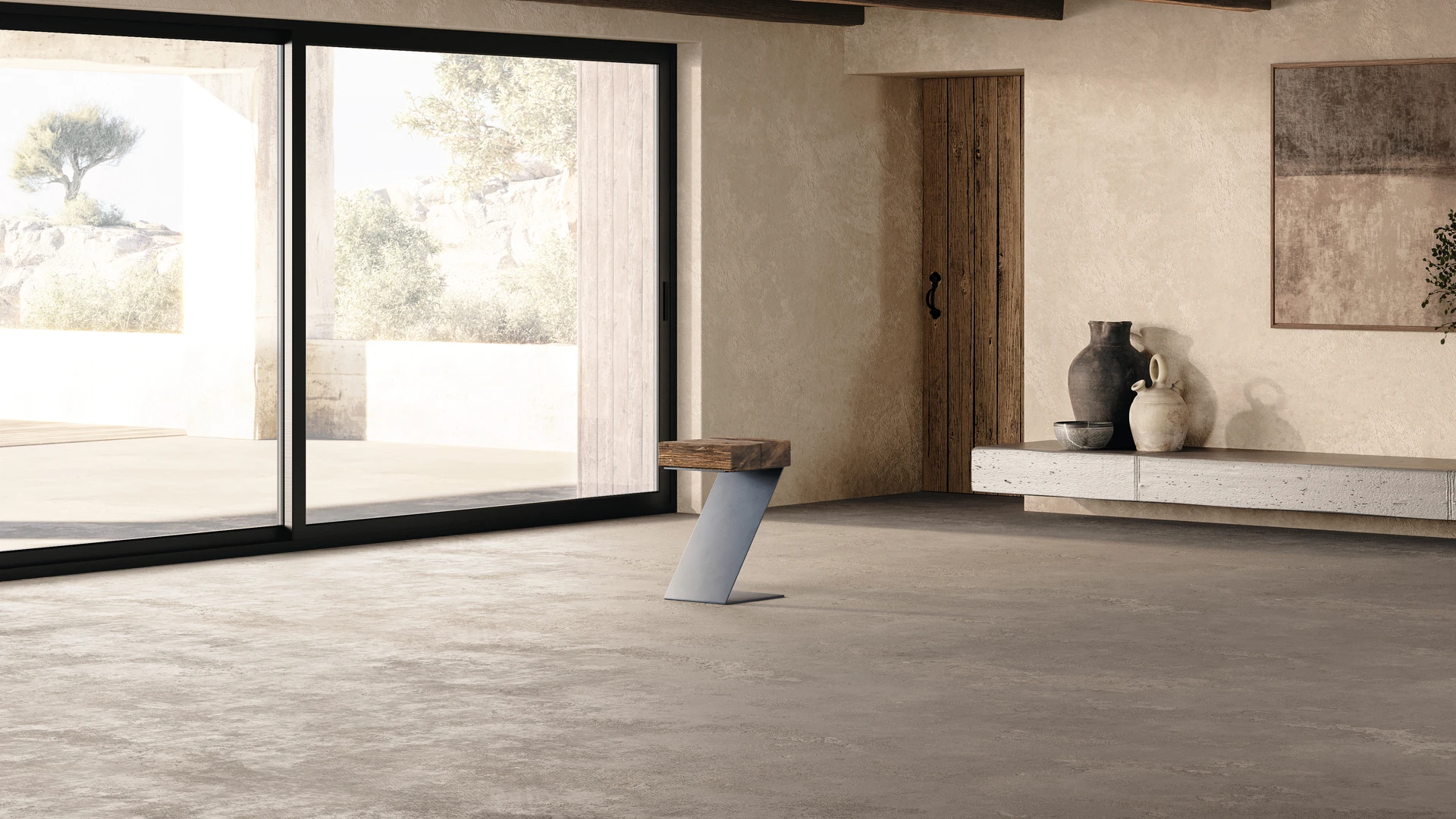 Moulin tabourets intérieur chêne brut