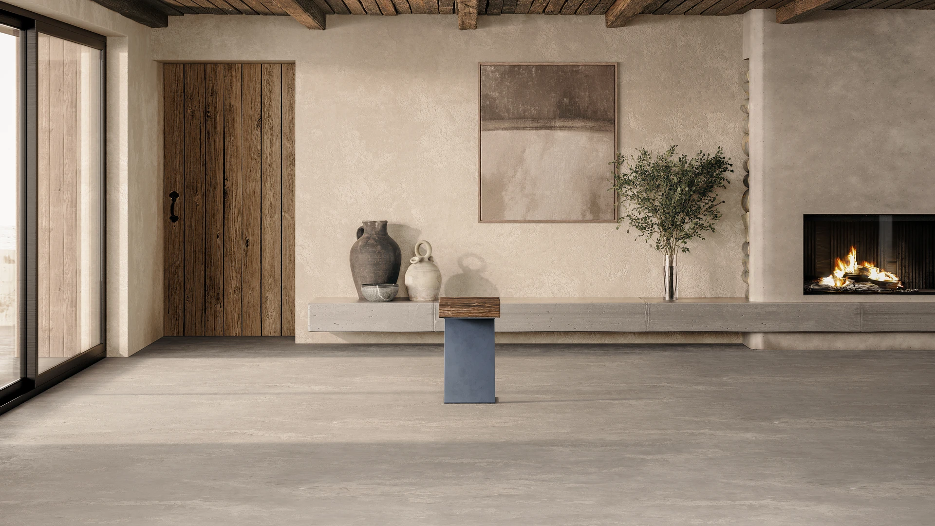 Moulin tabourets intérieur chêne brut