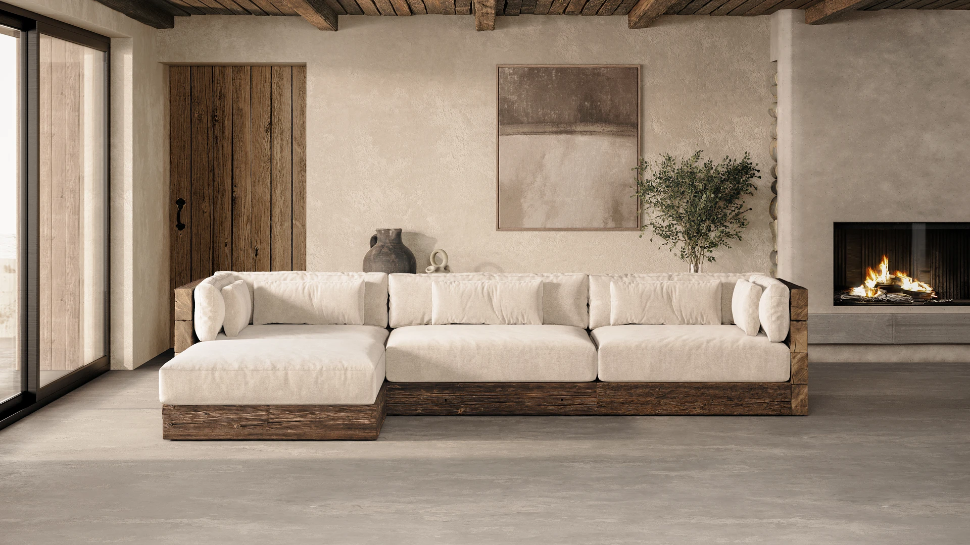 Zola canapés intérieur chêne brut crème