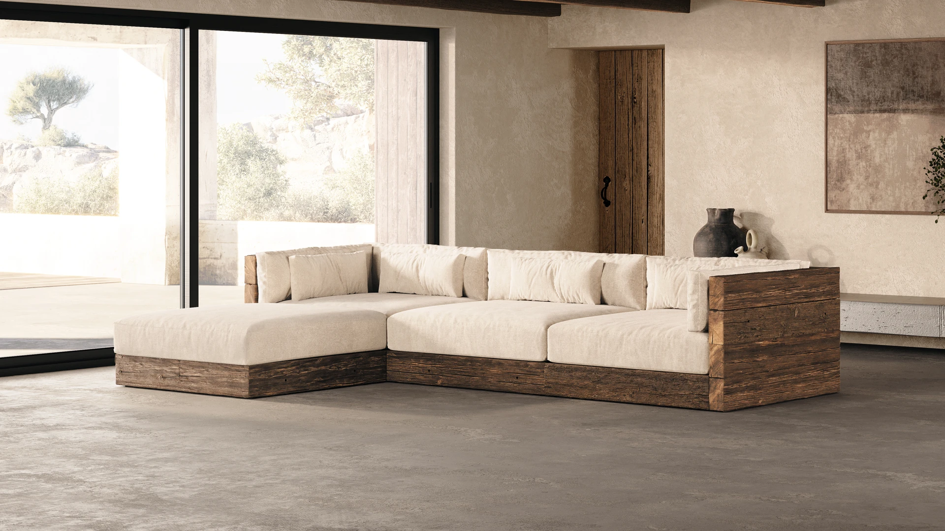 Zola canapés intérieur chêne brut crème